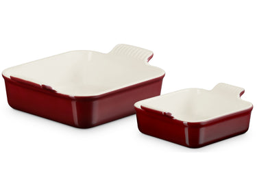 Le Creuset Auflaufform Tradition quadratisch garnet 2tlg Freisteller 1