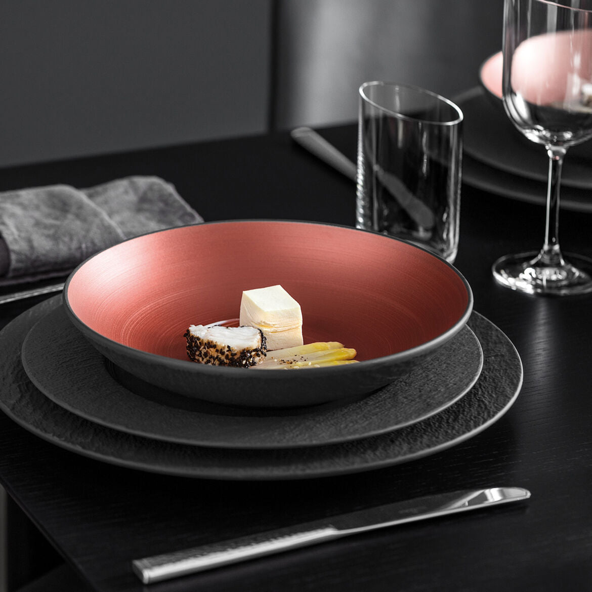 Villeroy & Boch Manufacture Rock Glow Schale flach 23,5 cm Set6
