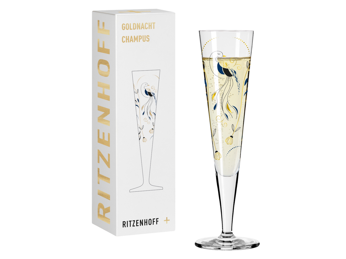 RITZENHOFF Goldnacht Champagnerglas (C. Kordes) H24 #43 Freisteller 3