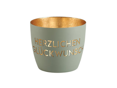 Giftcompany Madras Windlicht M Herzlichen Glückwunsch flannel/gold 8,5cm