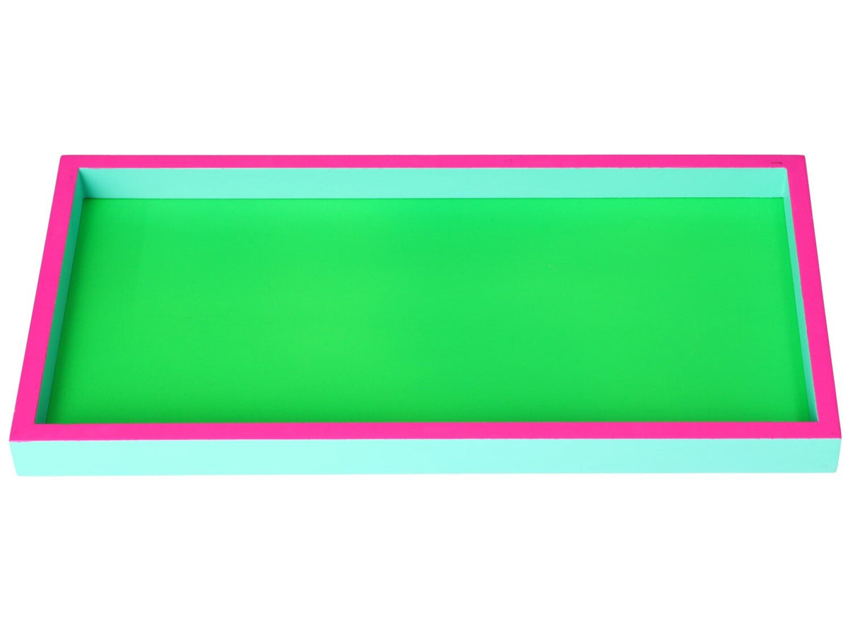 Giftcompany Neo Tablett rechteckig neon grün/neon pink/türkis 30cm Freisteller 1