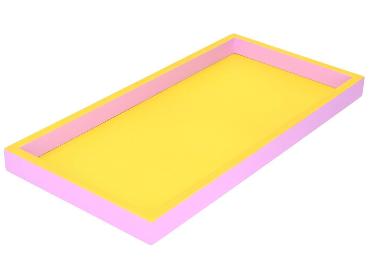Giftcompany Neo Tablett rechteckig gelb/rosa 30cm Freisteller 1