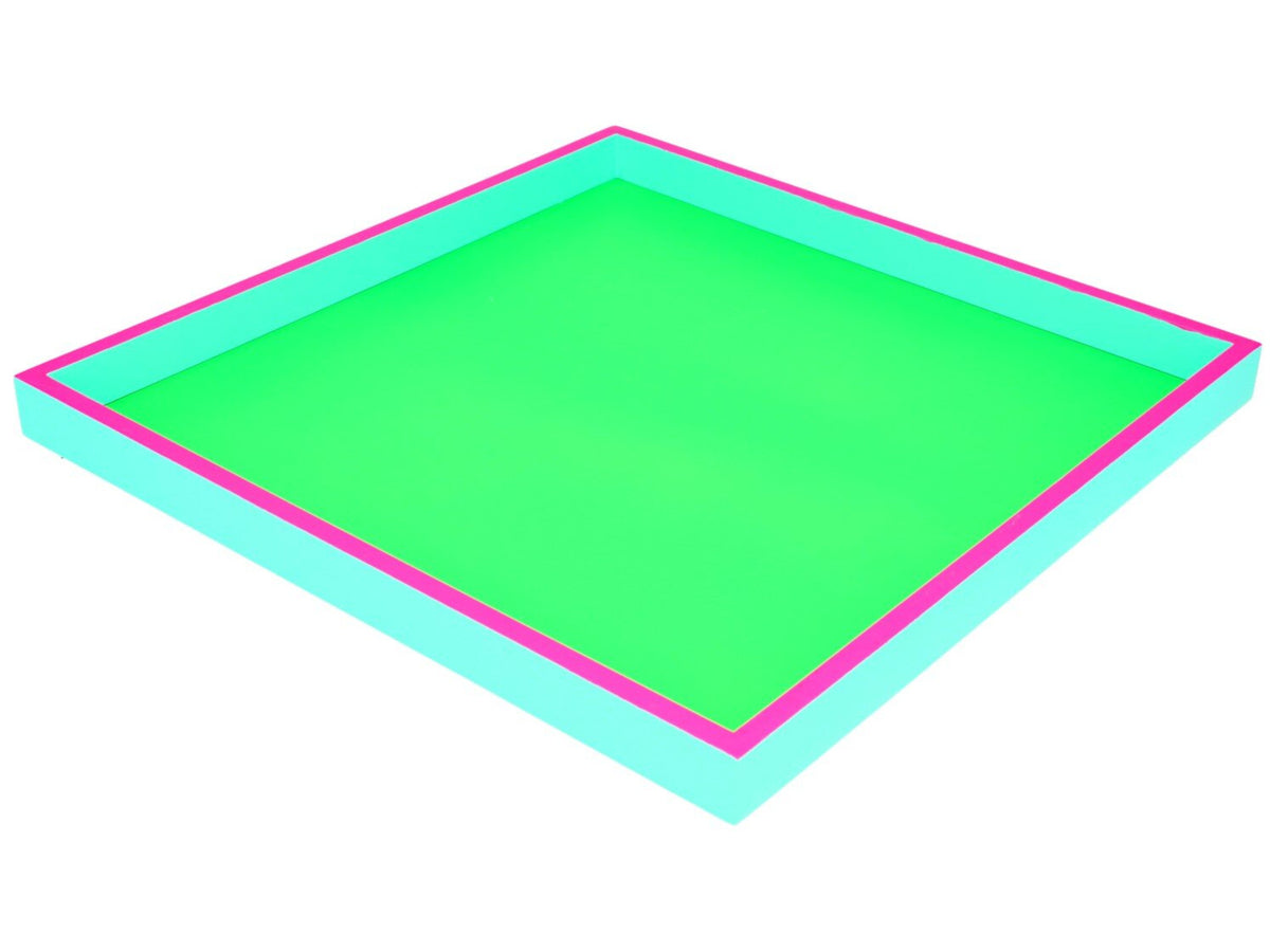 Giftcompany Neo Tablett quadratisch neon grün/neon pink/türkis 32cm Freisteller 1