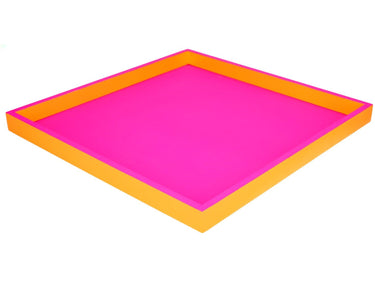 Giftcompany Neo Tablett quadratisch neon pink/ neon orange 32cm Freisteller 1