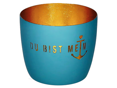 Giftcompany Madras Windlicht M Du bist mein Anker powder blue/gold 8,5cm Freisteller 1