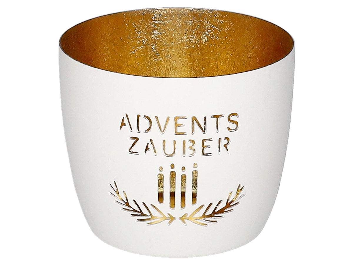 Giftcompany Madras Windlicht M Adventszauber weiß/gold 8,5cm Freisteller 1