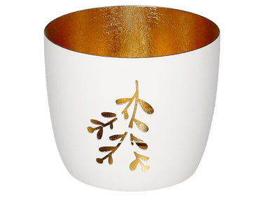 Giftcompany Madras Windlicht M Mistelzweig weiß/gold 8,5cm Freisteller 1