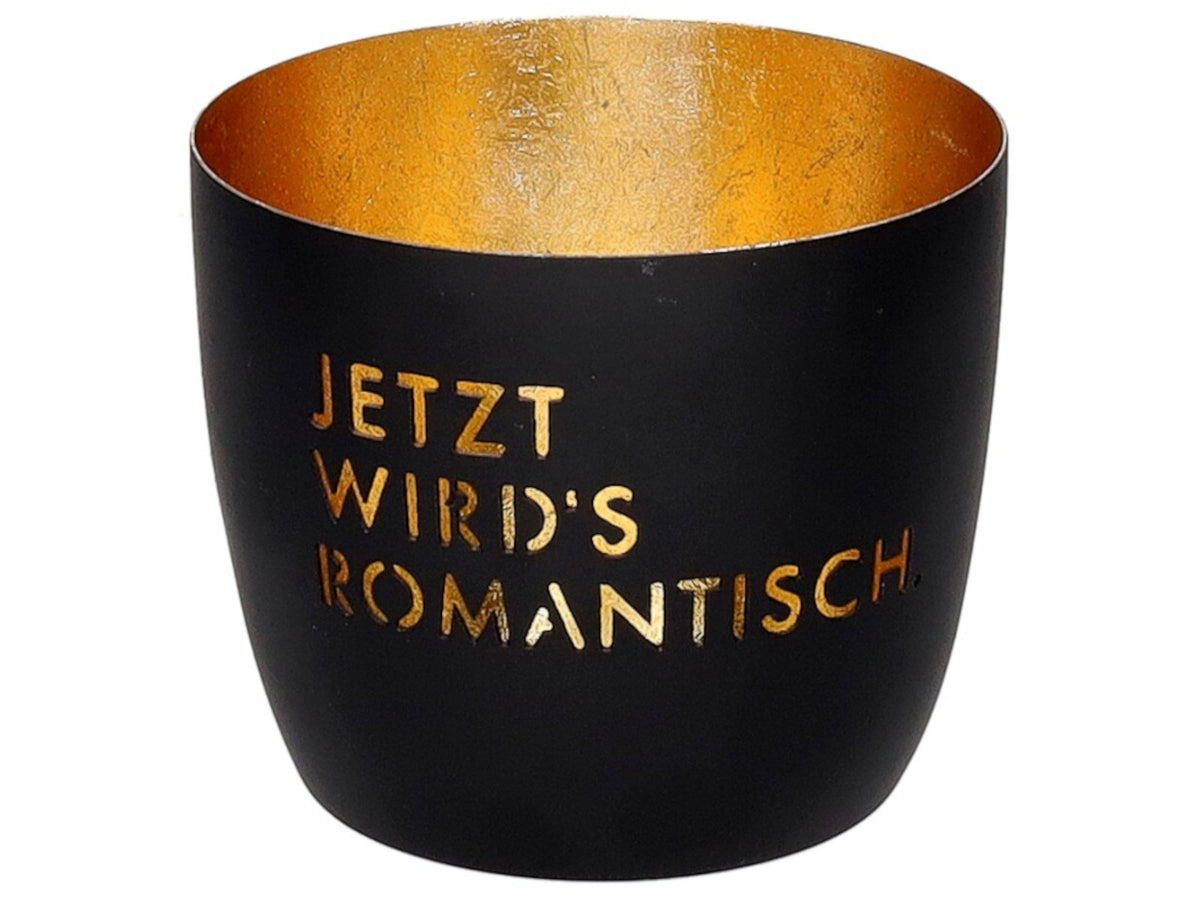 Giftcompany Madras Windlicht M Jetzt wird's romantisch schwarz/gold 8,5cm Freisteller 1