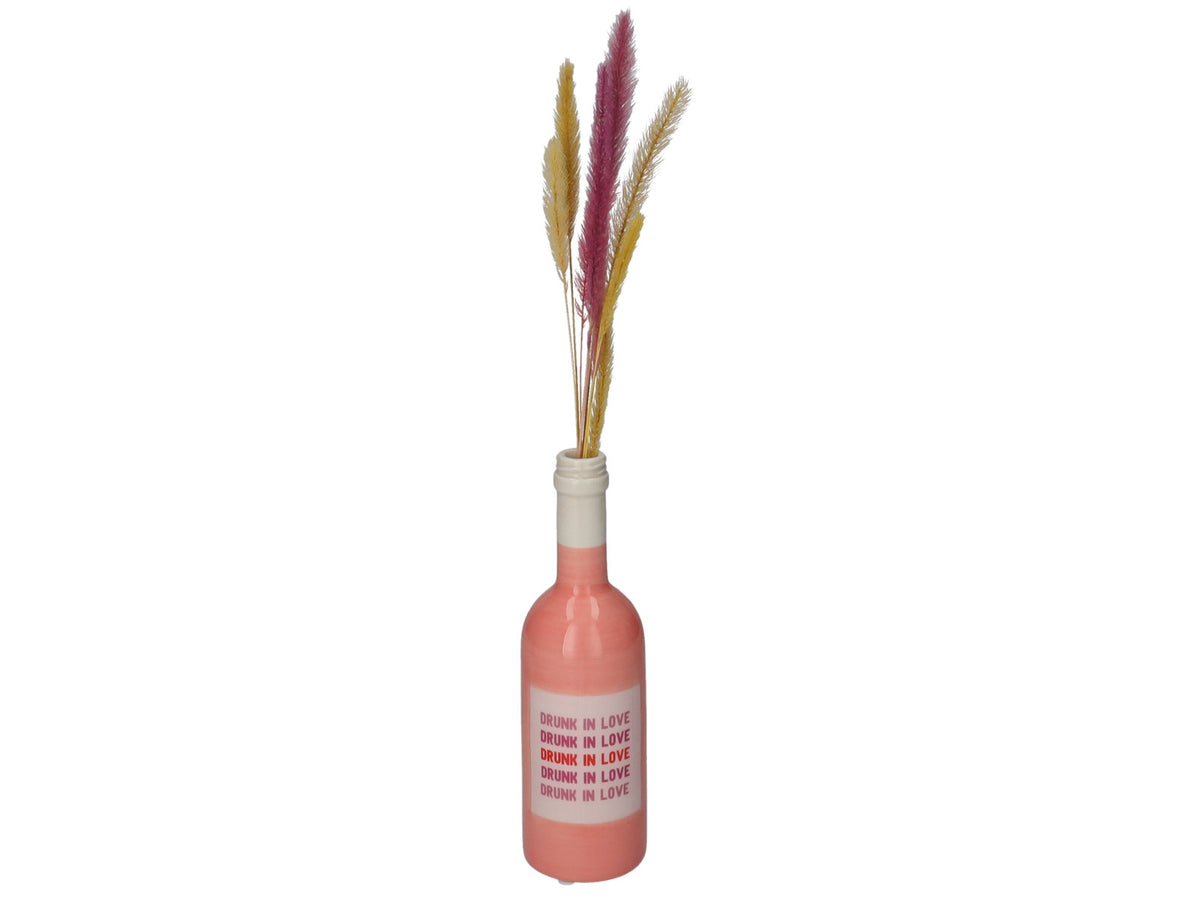 Giftcompany Mignon Vase Weinflasche Drunk in love rosa 20cm Freisteller 1