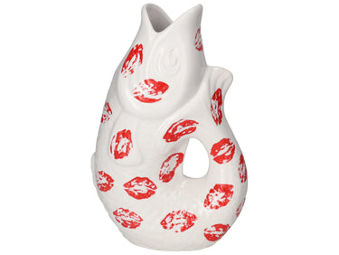 Giftcompany Monsieur Carafon Vase / Karaffe Fisch S Lips weiß/rot 1,2l Freisteller 1