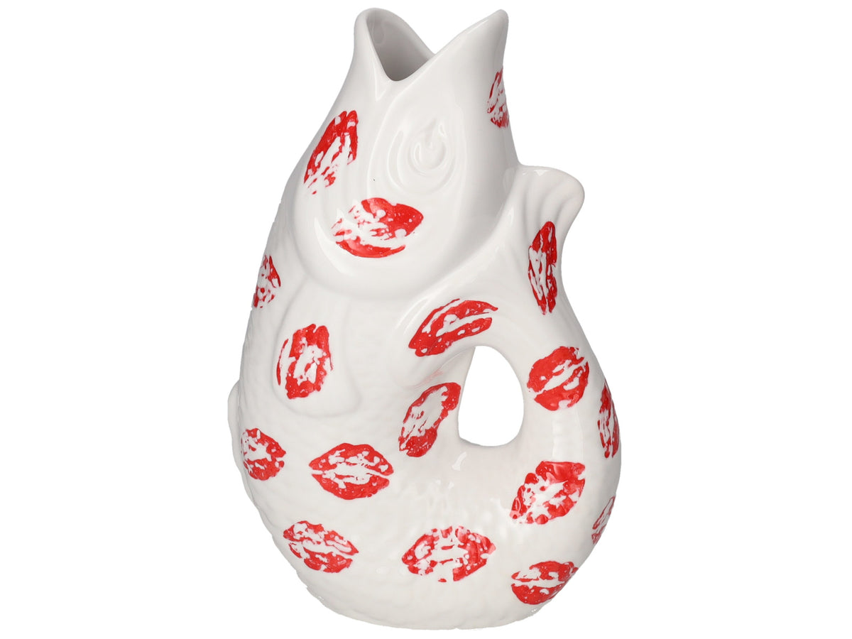 Giftcompany Monsieur Carafon Vase / Karaffe Fisch S Lips weiß/rot 1,2l Freisteller 1