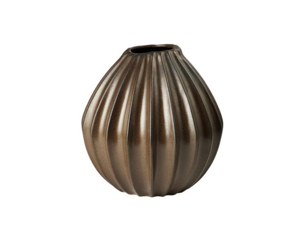 Broste Copenhagen Wide Vase Antique Brown L 30cm Freisteller