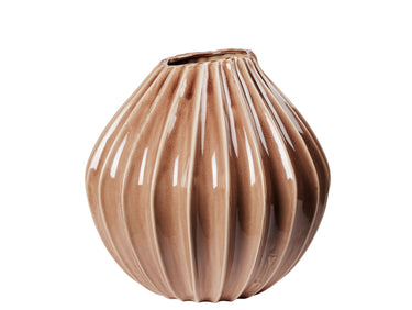 Broste Copenhagen Wide Vase Fawn braun M 25cm Freisteller 1