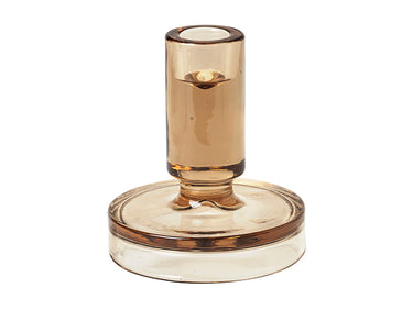 Broste Copenhagen Petra Kerzenständer Glas Indian Tan 10cm Freisteller