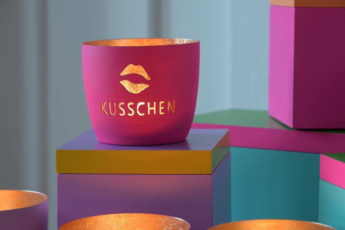 Giftcompany Madras Windlicht M So much amore hot pink/gold 8,5cm Lifestyle 4