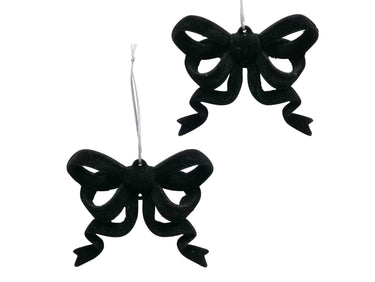 Boltze Abby Schleife beflockt schwarz 9,5cm 2tlg