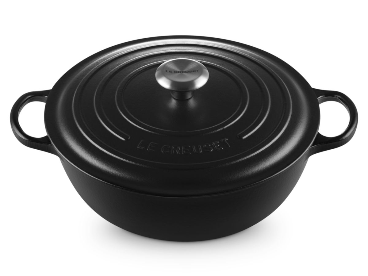 Le Creuset Bräter La Marmite Signature rund schwarz matt 28cm Freisteller 3