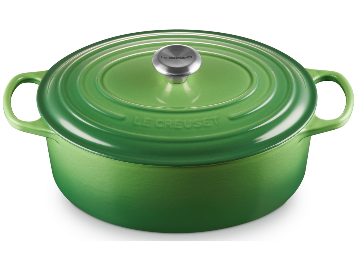 Le Creuset Bräter Signatur oval bamboo green 25,7cm Freisteller 2