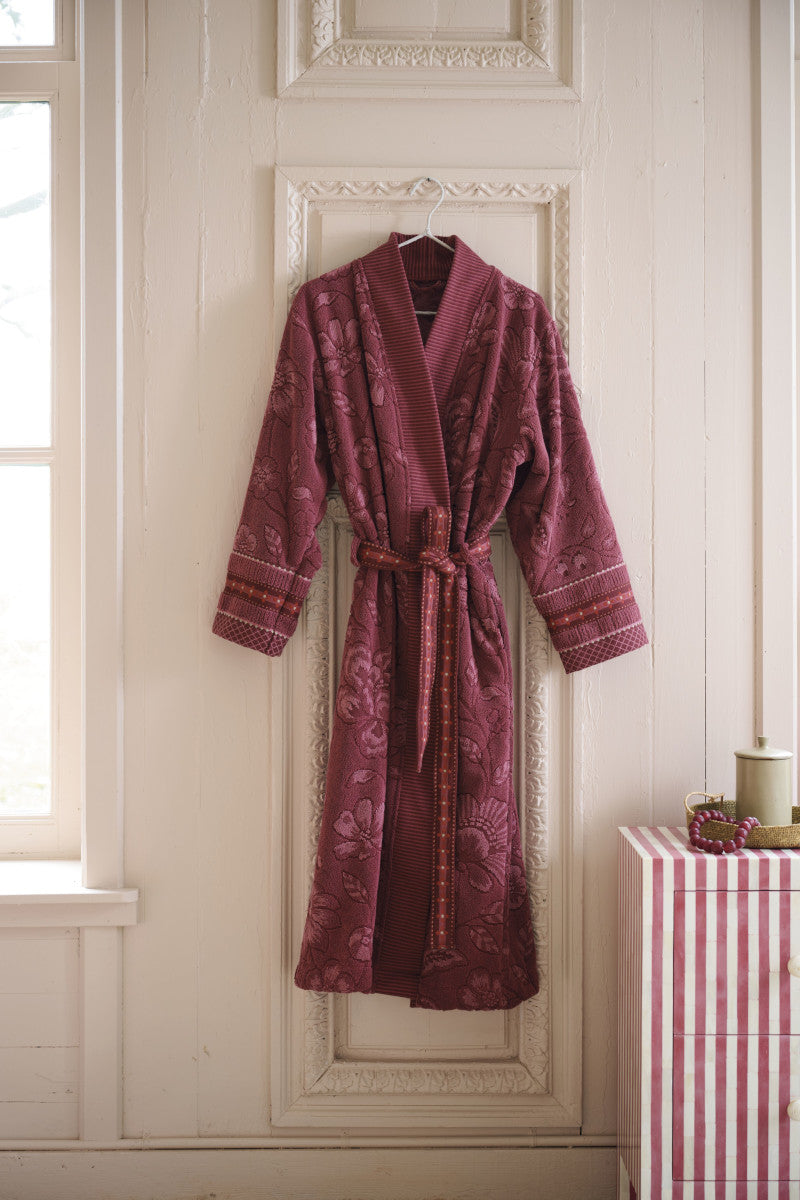 Pip Studio Jasmin Jacquard Bademantel dunkelrosa S Lifestyle 1