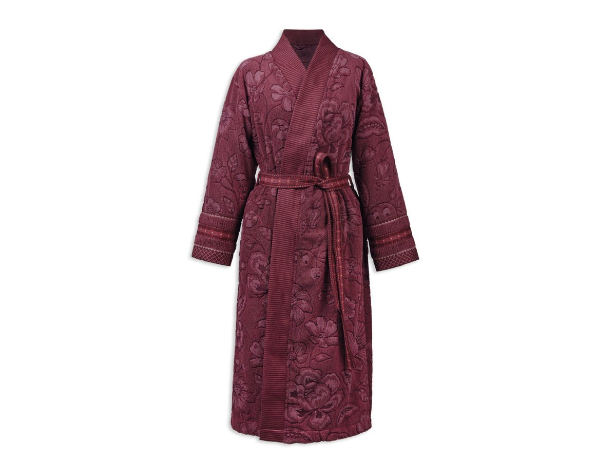 Pip Studio Jasmin Jacquard Bademantel dunkelrosa XXL Freisteller