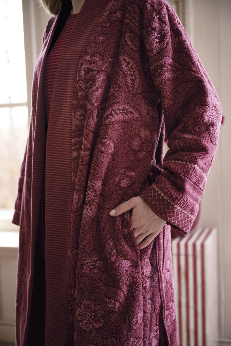 Pip Studio Jasmin Jacquard Bademantel dunkelrosa XL Lifestyle 6