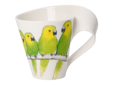 Villeroy & Boch New Wave Caffe Becher m. Henkel Braunwangensittich Freisteller 1