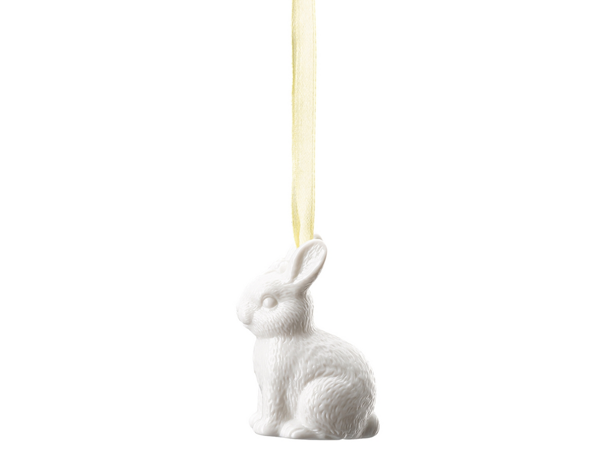Hutschenreuther Osteranhänger Weiss Hase sitzend Freisteller 4