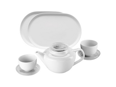 Rosenthal WAN Teeset 7-tlg. Weiss/Glas Freisteller