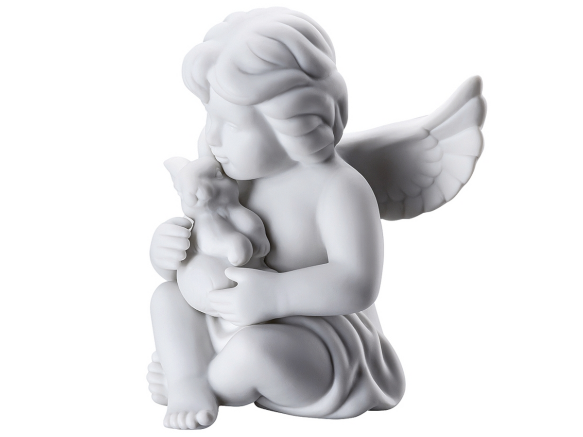 Rosenthal Engel mit Hase mittel weiss matt 10,5 cm Freisteller 3