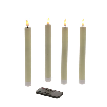 Werner Voß LED Stabkerze Echtwachs creme 24,5cm Set4