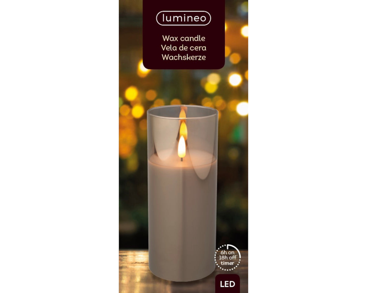 Lumineo LED Kerze Wachs Indoor smokey-grey 17,5 cm Lifestyle 1