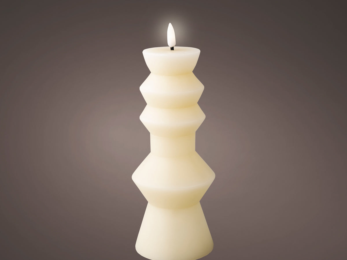 Lumineo LED Kerze Wachs creme/warmes weiss 23cm Lifestyle