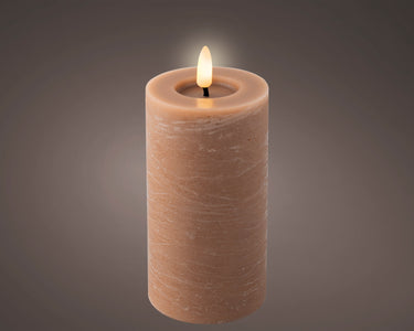 Lumineo LED Kerze Wachs hellbraun/warmweiss 15cm