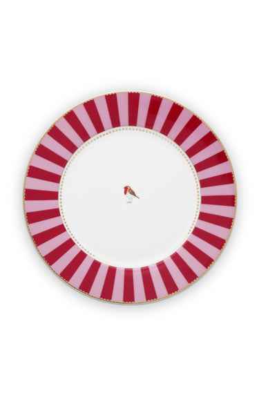 PIP STUDIO Love Birds Speiseteller Stripes rot-pink 26,5cm Freisteller