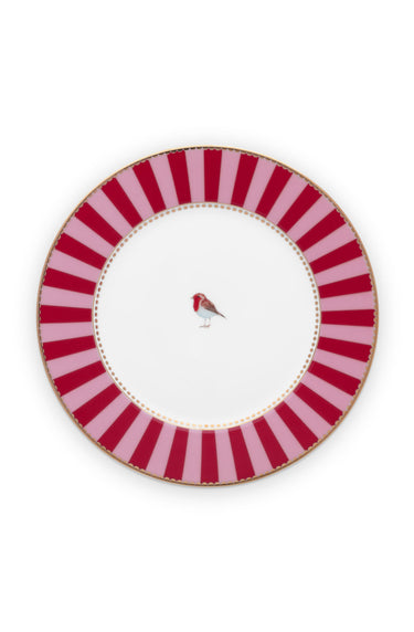 PIP STUDIO Love Birds Brotteller Stripes rot-pink 17cm