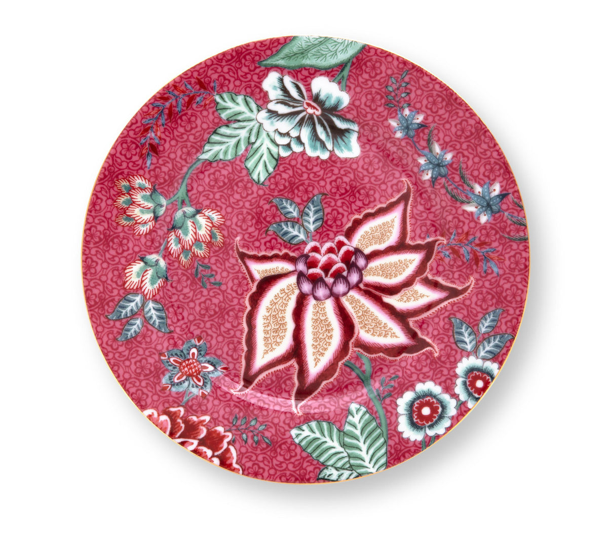PIP STUDIO Flower Festival Gebäckteller dark pink 17cm Set4 Freisteller