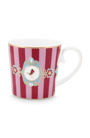 PIP STUDIO Love Birds Medaillion Henkelbecher Stripes rot/pink 250ml