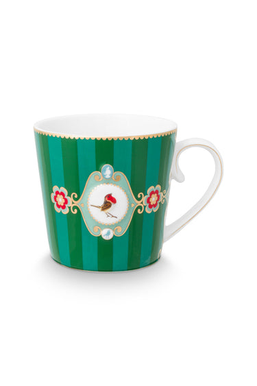 PIP STUDIO Love Birds Medallion Henkelbecher Stripes grün 250ml