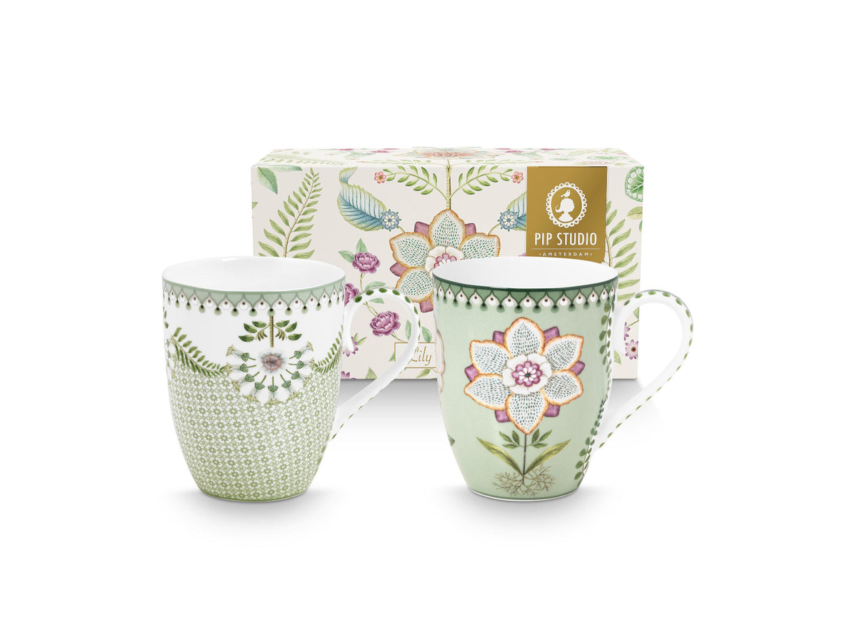 PIP STUDIO Lily&Lotus Light Green Becher 350ml Large Set2 Freisteller