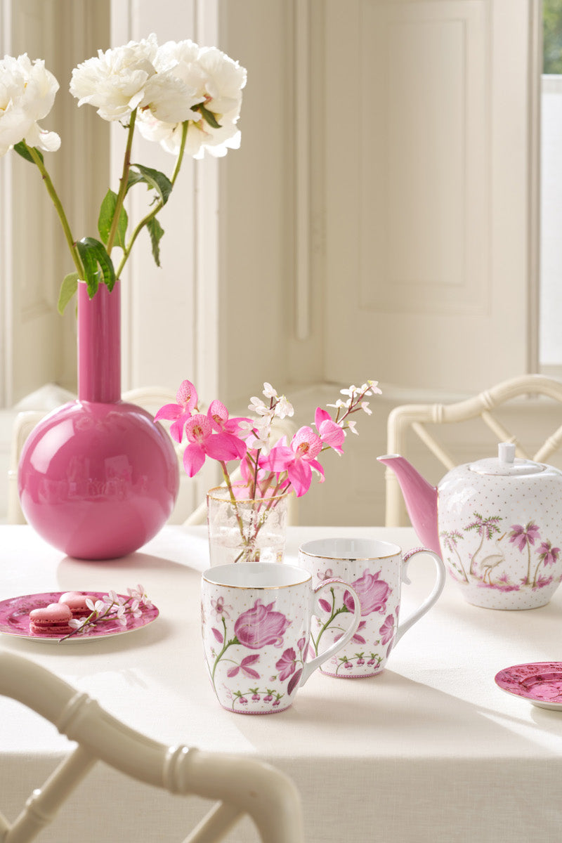 PIP STUDIO Jolie Tulip Pink Becher 450ml XL Set2 Lifestyle 1