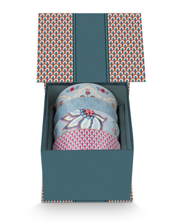 PIP STUDIO Flower Festival Oriental Geschenkset Schalen blau 12cm Freisteller