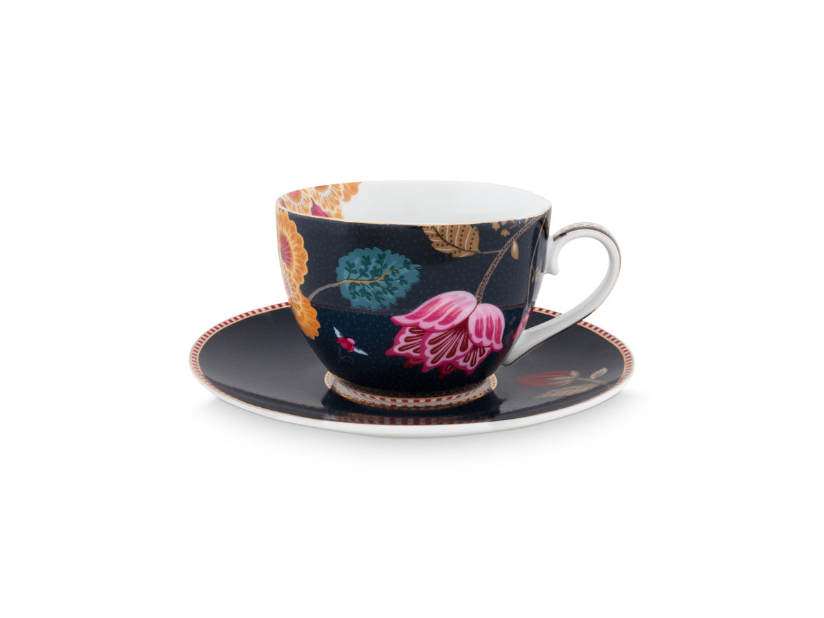 PIP STUDIO Fantasy Cappuccino Tasse mit Untertasse denim blue 0,28l Freisteller 1