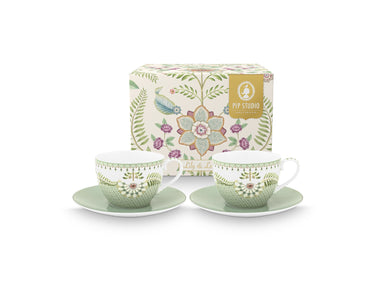 PIP STUDIO Lily&Lotus Light Green Tasse mit Untertasse 280ml Set2 Freisteller