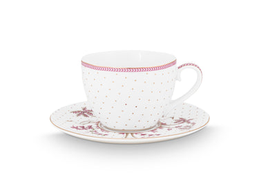 PIP STUDIO Jolie Dots Gold Pink Tasse mit Untertasse 280ml Freisteller 1