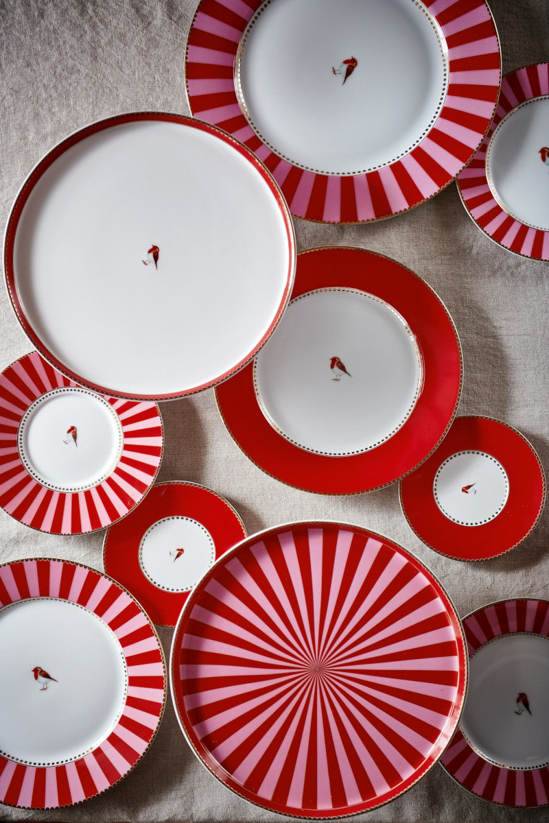 PIP STUDIO Love Birds Frühstücksteller Stripes rot-pink 21cm Lifestyle