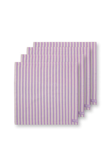 PIP STUDIO Lily&Lotus Stripes Servietten lila 40x40cm 4 Stück Freisteller 1