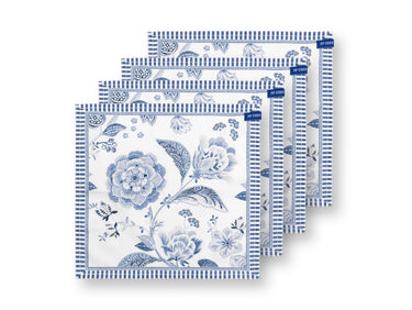 PIP STUDIO Royal Regal Flower Blue Servietten 40x40cm Set4 Freisteller 1