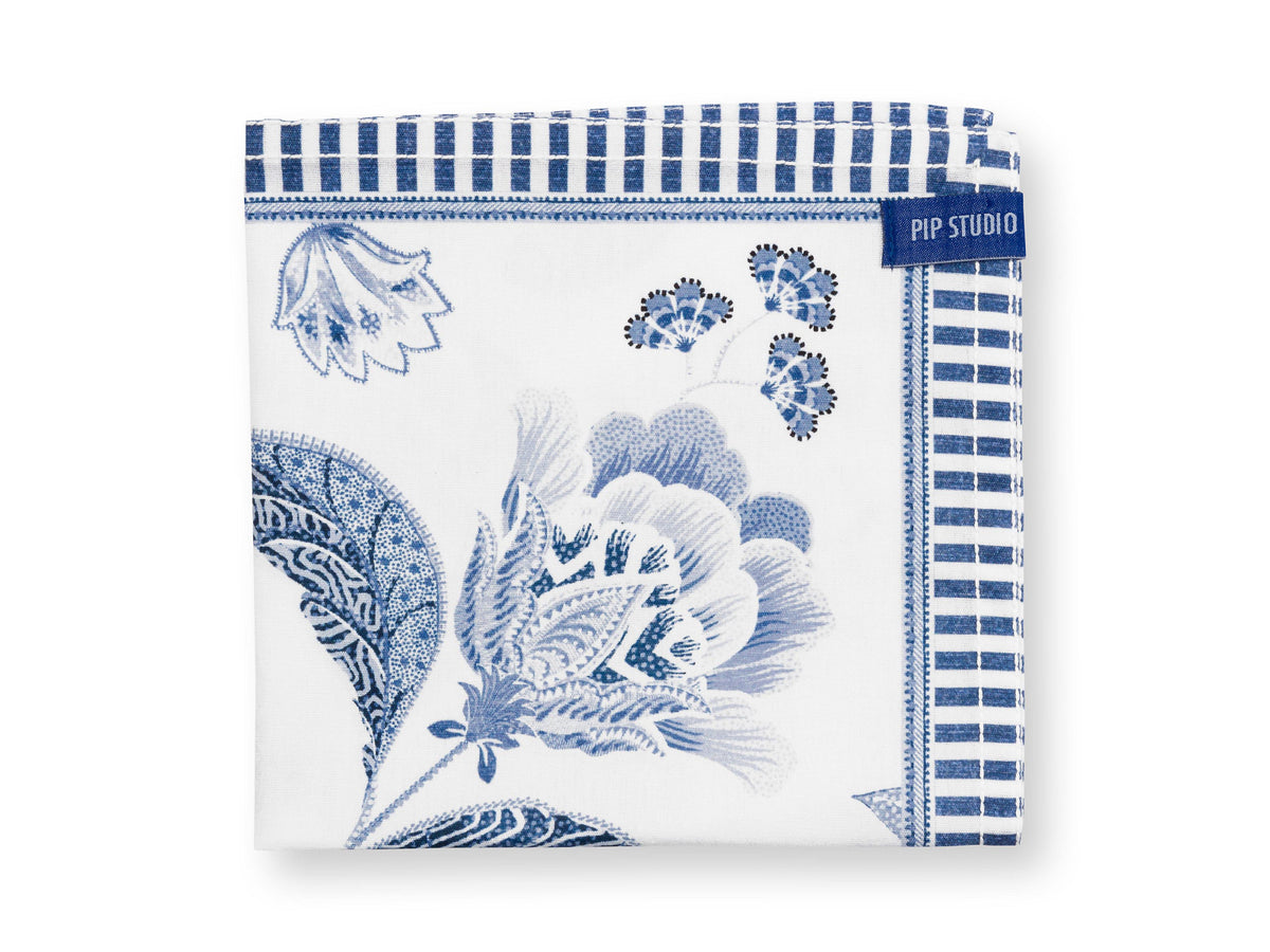 PIP STUDIO Royal Regal Flower Blue Servietten 40x40cm Set4 Freisteller 3