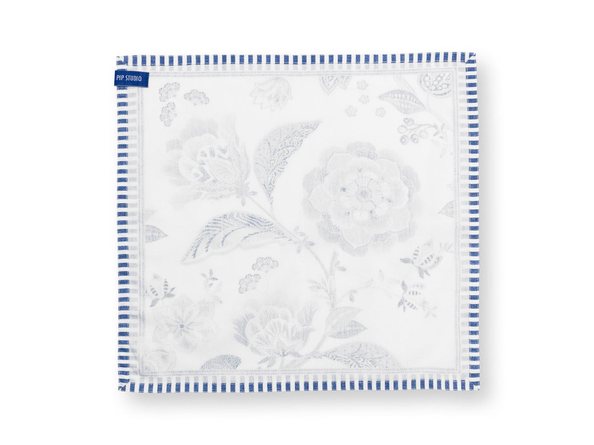 PIP STUDIO Royal Regal Flower Blue Servietten 40x40cm Set4 Freisteller 4