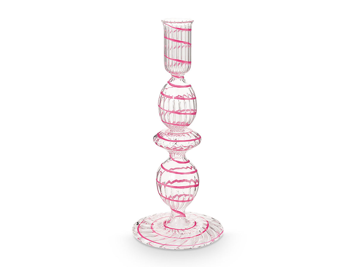 PIP STUDIO Swirl Pink Glas Kerzenständer 20cm Freisteller 1